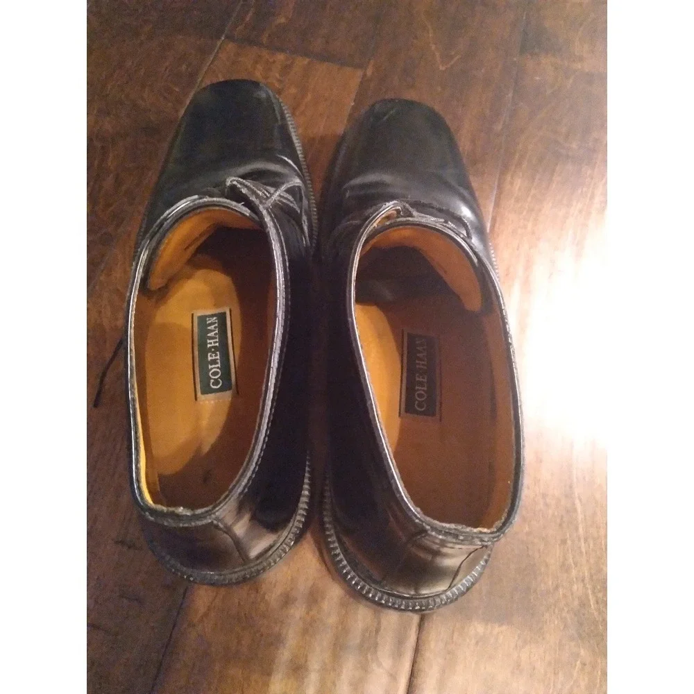Cole Haan Black Leather‎ Ankle Boots Dress Casual Square Toe Lace Up